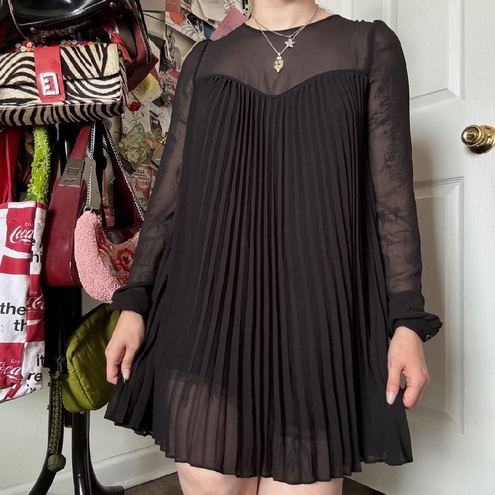LEIFSDOTTIR BLACK ACCORDION DRESS SMALL